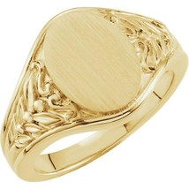 Authenticity Guarantee 
14K Yellow Gold 12.8 x 9 MM Oval Signet Ring - £770.39 GBP+