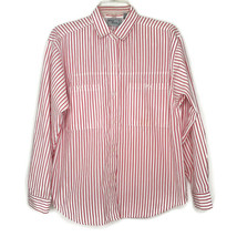 Court Street Womens Size M Blouse Button Long Sleeve White Red Stripe Po... - £10.15 GBP