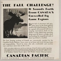 1936 Print Ad Canadian Pacific Railway Old Monarch Bull Moose by a Lake - £7.76 GBP