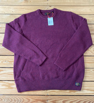 superdry NWT Men’s textured twist crew neck sweater size L maroon C6 - £34.38 GBP