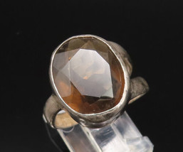 925 Silver - Vintage Inlaid Oval Smokey Quartz Split Shank Ring Sz 9 - R... - £31.94 GBP