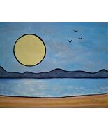 Painting Seascape Original Signed Art Sun Ocean Lake Landscape By Carla ... - $970.58 MXN