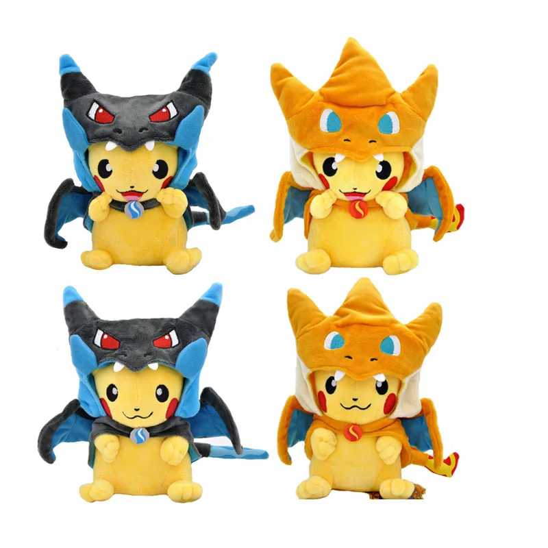4pcs/lot 23cm TAKARA TOMY Pokemon Pikachu Cosplay Charizard Plush Toys Cartoon - £38.07 GBP