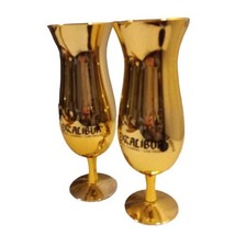 Vtg 2 Excalibur Casino Hotel Golden Hurricane Glass Las Vegas Souvenir Cup 9.75&quot; - £14.78 GBP