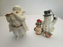 Lenox Christmas Figure Lot Golfing Snowman Santa Playing Flute Ivory White  - £17.82 GBP