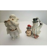 Lenox Christmas Figure Lot Golfing Snowman Santa Playing Flute Ivory White  - £17.82 GBP