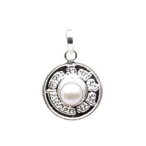 Chandermaa per Luna Vero Perla Gemma Pietra Naturale Puro Argento Ciondolo - £26.58 GBP