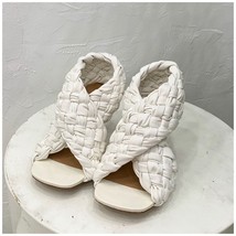 SUOJIALUN Summer Brand Design Weave Sandal Sexy Thin High Heel Dress Shoes Slip  - £49.34 GBP