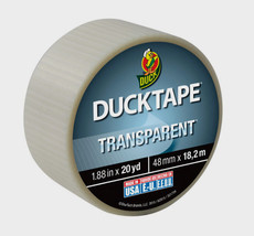 DUCK Tape Duct Clear TRANSPARENT Indoor/Outdoor Easy Tear 1.88&quot; W x 20 y... - £21.11 GBP
