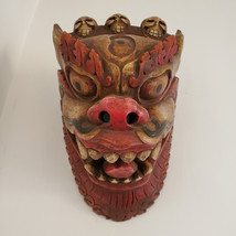 Nepalese Wooden Huge Snow Lion Head Mask Wall Hanging 14&quot; - Nepal - $169.99