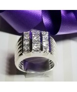Men’s Sterling Silver Princess Cut Fluted Channel Set Cubic Zirconia Ring  - $1,750.00
