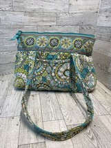 VERA BRADLEY Quilted Handbag Turquoise Green Shoulder Bag Peacock Design - £15.84 GBP