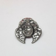 Vintage Hudson Pewter Art Nouveau Angel Brooch / Pendant Signed H Pewter Pin - £23.55 GBP