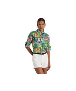 lauren-ralph-lauren-womens-floral-linen-shirt-greenblue-multi-pxs - $47.38 CAD