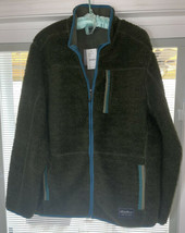 Eddie Bauer Sherpa HIGH-PILE Loden Green Pockets Zip Jacket Mens L Or Xl New - $39.99