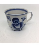 GZHEL Russian Porcelain Tea Cup Blue &amp; White Floral - £7.65 GBP