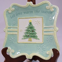 Ceramic Christmas Tree Love Warm The Season Cookie Plate Bella Casa By GANZ 7&quot; - £3.94 GBP