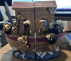 Noah’s Ark Bookends With Hanging Lion And Monkey - £10.85 GBP