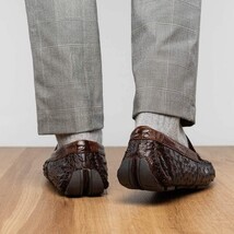 Alba Kango Slip On Classic Shoes Crocodile Skin Tabac image 11