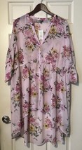 Torrid Gray Floral Chiffon Sheer Hi Lo Babydoll Tunic Top Plus Sz 3X But... - $31.68