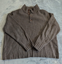 TOMMY BAHAMA Sweater Mens 2XL Brown Lambs Wool Blend Henley Knit Long Sl... - $24.89