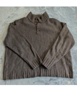 TOMMY BAHAMA Sweater Mens 2XL Brown Lambs Wool Blend Henley Knit Long Sl... - $24.89