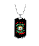 Little Dog Heartbeat Green Necklace Stainless Steel or 18k Gold Dog Tag ... - £37.79 GBP+