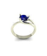 Blue Sapphire Stone Solitaire Women Ring, 925 Sterling Silver Handmade J... - €45,87 EUR