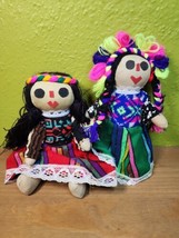 Vintage Original Mexican LELE DOLL Handmade Traditional Rag Dolls Posable 8 inch - £31.64 GBP