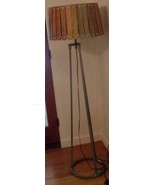 Tall Metal Based Floor Lamp – Wooden Drum Diffuser Shade – NEEDS TLC – W... - £158.06 GBP
