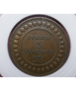 Tunisia 1891 Ali III 5 Centimes Bronze Coin - $9.79