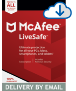 MCAFEE LIVESAFE 2023 - 1 Year UNLIMITED DEVICES - Windows Mac - DOWNLOAD Version - £19.76 GBP