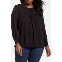NWT Womens Plus Size 1X Nordstrom Vince Camuto Black Pintuck Yoke Blouse Top - £25.43 GBP