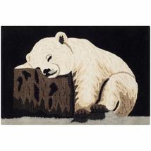 Handmade Wildlife Polar Bear Cub Wool Rug - 2&#39; X 3&#39; Black Animal Kids Tween Nove - $52.46