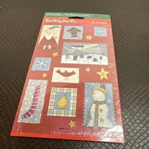 Vintage Primitive Christmas Stickers Santa Angel Star Snowflake Snowman NIB - $4.50