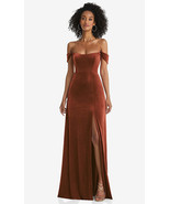 After Six 1551....Off-the-Shoulder Flounce Sleeve Velvet Dress...Auburn.... - $1,790.66 MXN