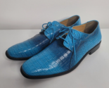 Giorgio Brutini Mens Blue Fade Oxford Dress Shoes 10.5 Faux Alligator Em... - $38.99