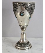 RELIGIOUS STERLING SILVER JEWISH JUDAICA JERUSALEM ISRAEL SHABBAT CUP  E906 - $5,653.83 MXN