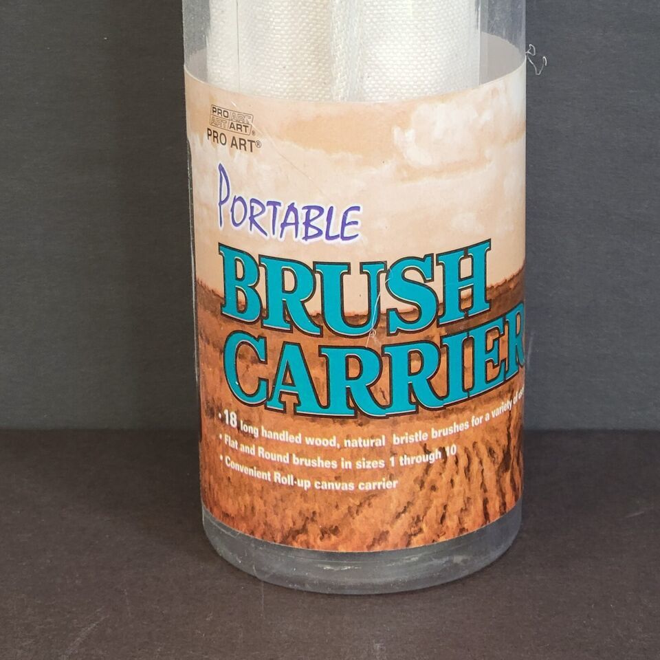 Portable Brush Carrier 18 Long Handled Wood Brushes &amp; Canvas Roll Up Car... - $5.86