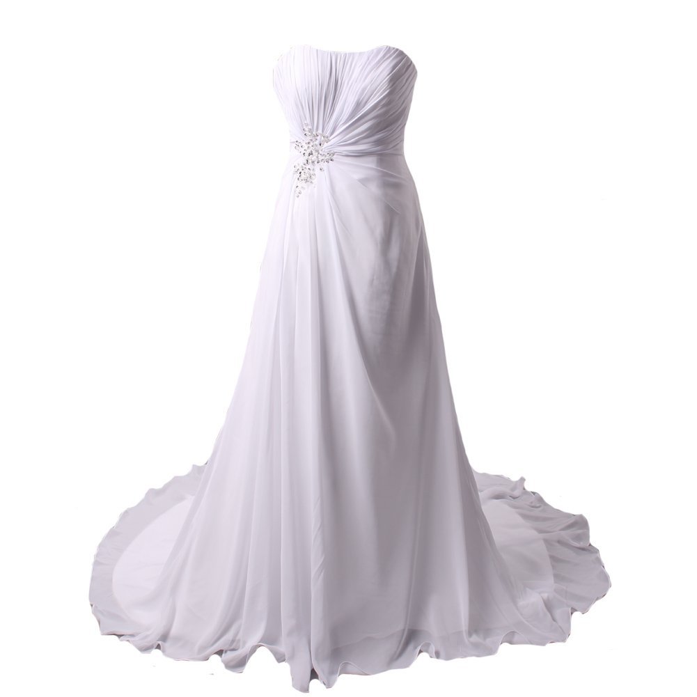 Kivary Women's A Line Sweetheart Beach Bridal Wedding Dresses White US 18W