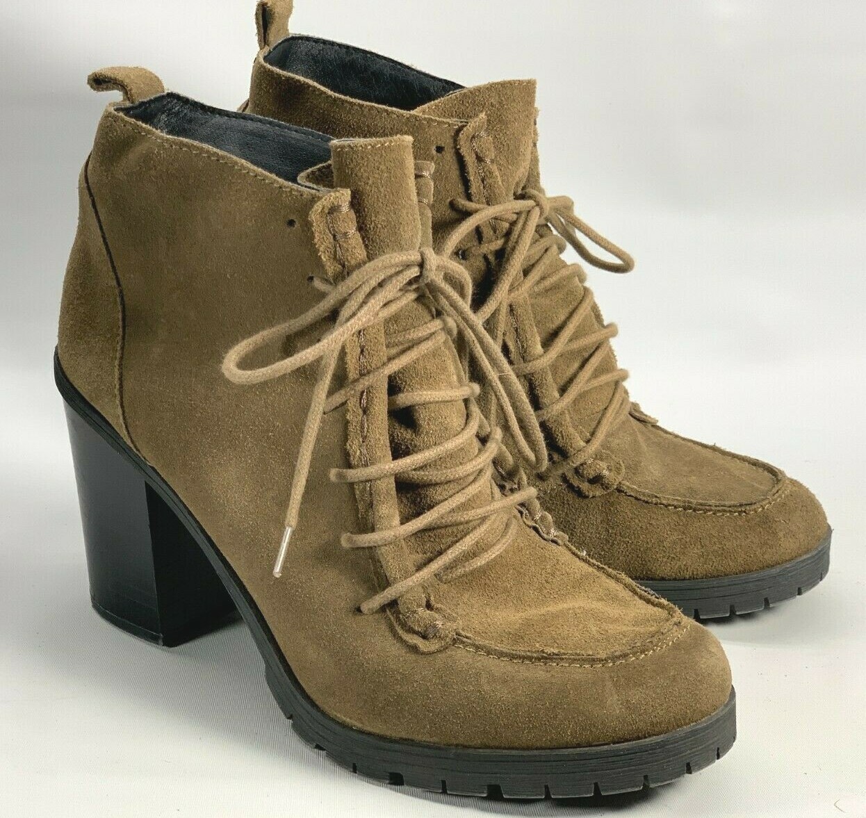 Sam Edelman Circus Women 9.5 M Brown Suede 3&quot; Heels Booties Lace Up Ankl... - $24.94