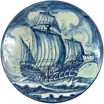 Vintage Italian Pottery S. Giorgio Albisola Blue &amp; White 9.5&quot; Ship Plate - £100.90 GBP