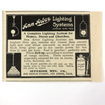 Antique 1907 Ann Arbor Gas Lamps and lighting Systems Print Ad Arbor, Michigan - £7.18 GBP