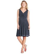 Lands End Women&#39;s Sleeveless Fit and Flare Dress Radiant Navy Bandana New - £36.05 GBP