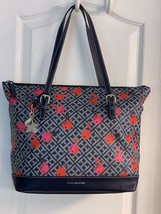 Tommy Hilfiger Womens Large Tote Bag Handbag Purse Blue Red PVC Cherries NEW $99 - £55.74 GBP