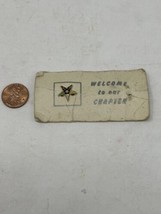 Sterling Order Eastern Star Masonic Enamel VTG Lapel Pin On Welcome Card Chicago - £7.73 GBP