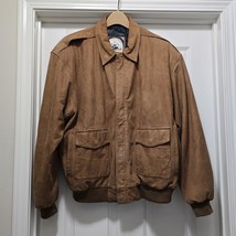 Vintage Paris Sports Club Genuine Leather Bomber Jacket XL Brown - $1,372.73 MXN