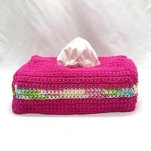 Facial Tissue Box Cover Rectangular Handmade Crochet Pink - $14.31