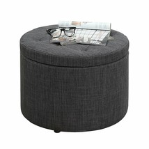 Convenience Concepts Designs4Comfort Round Shoe Ottoman in Gray Fabric - £128.66 GBP