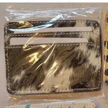 Black White Cowhide Card Holder – Genuine Hair-On Leather Wallet - $17.82